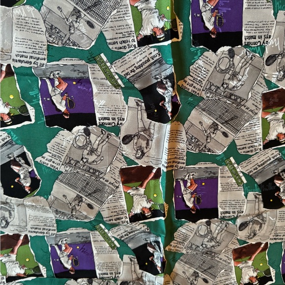 Vintage 1994 Nicole Miller 100% Silk Scarf - Tennis - Picture 3 of 7